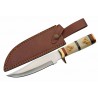 Couteau de Chasse Rain Fall Hunter Bone Manche Os Lame Acier Inox Etui Cuir PA203498 - Livraison Gratuite