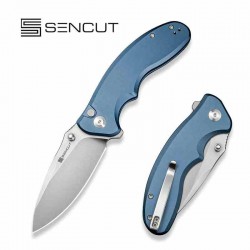 Couteau Sencut Cybrix Blue Manche Aluminium 9Cr18MoV Satin IKBS Button Lock Clip S23098A4 - Livraison Gratuite