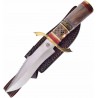 Couteau de Chasse Frost Cutlery Falcon Bowie Lame Acier Inox Manche Os & Bois Etui Cuir FCW701WW - Livraison Gratuite