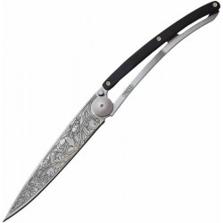 Couteau Deejo 27g Tattoo Art Lame Acier Z40C13 Manche Ebony Linerlock Clip DEE9CB105 - Livraison Gratuite