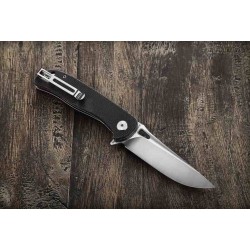 Couteau WIN+ Micarta Black Manche Micarta Lame Drop Point Acier D2 Linerlock Clip WPK3898MB - Livraison Gratuite