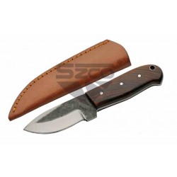 Couteau Rite Edge Galley Skinner Manche Bois Lame Carbone Forgée Etui CUir PA203512 - Livraison Gratuite