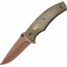 Couteau Browning Trailside Bronze Lame Acier D2 Manche Green Micarta Linerlock Clip BR0466 - Livraison Gratuite