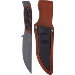 Couteau Schrade Frontier Fixe Lame Acier 7Cr17 Drop Point Manche Acier/Delrin Etui Cuir/FRN SCH1209456 - Livraison Gratuite