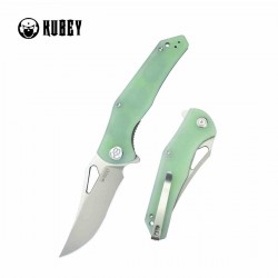 Couteau Kubey Phemius Jade Manche G10 Lame Acier 14C28N IKBS Linerlock Clip KUB149D - Livraison Gratuite