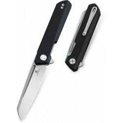 Couteau Bestech Dundee Black Manche G10 Lame Acier D2 Satin Reverse Tanto IKBS Linerlock Clip BTKMK09A - Livraison Gratuite