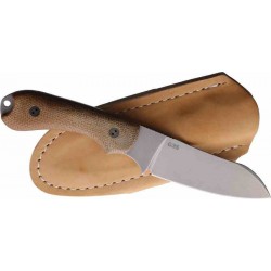 Couteau Bradford Guardian 3 Natural Manche Micarta Lame Sheepsfoot N690 Etui Cuir Made USA BRAD3SF104 - Livraison Gratuite