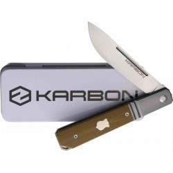 Couteau Karbon Flatline Tan Manche G10/Titane Lame Acier 154CM Satin IKBS Framelock Clip KARB113 - Livraison Gratuite