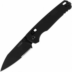 Couteau Kershaw Bel Air Black Serr Lame Acier CPM-MagnaCut Manche Alu Crossbar Lock Clip USA KS6105BLKST - Livraison Gratuite 