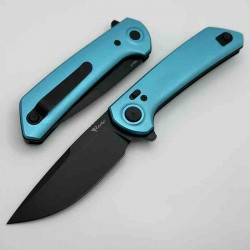 Couteau Reate Knives PL-XF Blue Manche Alu Lame Nitro-V Black Pivot Lock Clip REAPLXFA9 - Livraison Gratuite