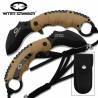 Couteau WithArmour Eagle Claw Karambit Tan Lame Acier 440C Manche Nylon Linerlock Clip WAR005TN - Livraison Gratuite