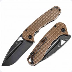 Couteau Tenable Bömbur Brown Manche G10 Lame Acier D2 Blk IKBS Linerlock Clip T1054A2 - Livraison Gratuite