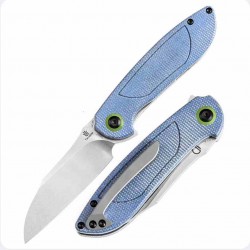 Couteau Tenable Prometheus Blue Manche Micarta Lame Acier 14C28N SW Sheepsfoot IKBS Liner Lock Clip T1040A3 - Livraison Gratuite