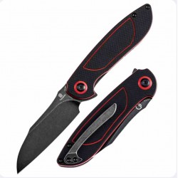 Couteau Tenable Prometheus Black/Red Manche G10 Lame Acier 14C28N BLK Sheepsfoot IKBS Liner Lock T1040A1 - Livraison Gratuite