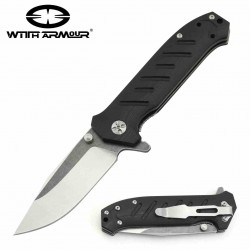 Couteau Witharmour Shooter Black Manche G10 Lame Acier 440C Linerlock Clip WAR032BK - Livraison Gratuite