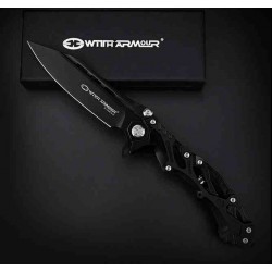 Couteau WithArmour Alien Black Manche G10/Acier Lame Acier AUS-8 IKBS Linerlock Clip WAR102BK - Livraison Gratuite