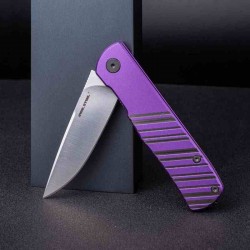 Couteau Real Steel Karly Purple Manche Aluminium Lame Acier VG10 IKBS Linerlock Clip RS6053 - Livraison Gratuite