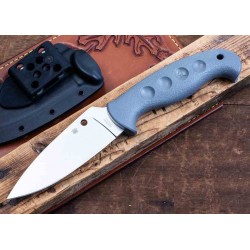 Couteau Spyderco Temperance Gray Lame Acier CPM-CruWear Plain Manche FRN Etui Boltaron Japan SCFB05PGY - Livraison Gratuite