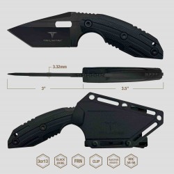 Couteau Tactical Takumitak Muted Black Lame Tanto Acier 3Cr13 Manche & Etui FRN TKF3S06 - Livraison Gratuite