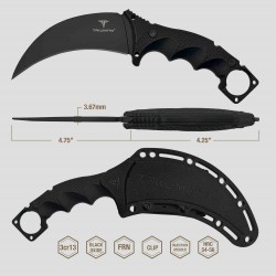 Couteau Karambit Takumitak Midnight Lame Acier 3Cr13 Manche & Etui FRN TKF307 - Livraison Gratuite