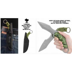 Couteau Karambit Reapr Slamr Recurve Tanto Manche Green Lame Acier 420 Etui Nylon SHF11010 - Livraison Gratuite