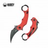 Couteau Kubey Rogue Pikal Karambit Red Manche G10 Lame Acier 14C28N SW IKBS Linerlock Clip KUB298F - Livraison Gratuite