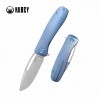 Couteau Kubey Supercell Blue Manche Titane Lame Stonewash Acier 14C28N IKBS Linerlock Clip KUB353B - Livraison Gratuite