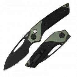 Couteau CJRB Cutlery Version Green/Black Manche Alu Lame Acier AR-RPM9 Blk IKBS Button Lock Clip J1949BBK - Livraison Gratuite