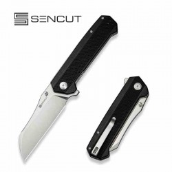 Couteau SENCUT Draxor Black Manche G10 Lame Acier 9Cr18MoV Satin Sheepsfoot IKBS LinerLock Clip S240351 - Livraison Gratuite