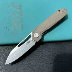 Couteau Kubey Royal Tan Manche G10 Lame Acier 14C28N SW IKBS Linerlock Clip KUB321Q - Livraison Gratuite