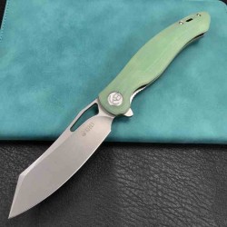 Couteau Kubey Drake Jade Manche G10 Lame Acier AUS-10 Manche IKBS Linerlock Clip Titane KUB239I - Livraison Gratuite