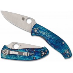 Couteau Spyderco Tenacious Blue Titanium Lame Acier D2 Framelock Clip SC122TIBLD2P - Livraison Gratuite