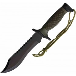 STT220542 Couteau de Survie Chasse S-TEC Bowie Lame Acier Inox Manche Abs Etui Nylon Rigide - Livraison Gratuite