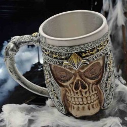 CN211603 Tasse Médiévale de Viking Skull Knight Acier Inoxydable et Résine - Livraison Gratuite