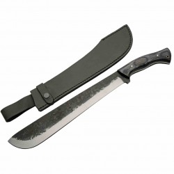 Couteau Rite Edge Machette Lame Acier Carbone Manche Bois Etui Cuir PA203509 - Livraison Gratuite