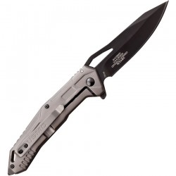 Couteau USMC A/O Lame Acier 3Cr13 Manche Gray Aluminium Clip Linerlock USMA1060GY - Livraison Gratuite