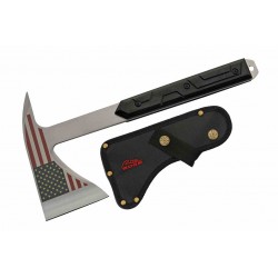 Hache Tomahawk Old Glory Lame Acier Inoxydable Manche Bois Etui Nylon CN211572 - Livraison Gratuite