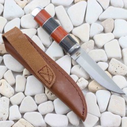 Couteau Rough Ryder Puukko Lame Acier 440 Manche Bois Etui Cuir RR2457 - Livraison Gratuite