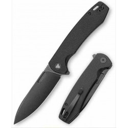 Couteau TRIVISA Columba Black Lame Acier 14C28N BLK Manche Micarta IKBS Liner Lock Clip TVYH01BM14 - Livraison Gratuite