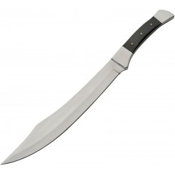 Couteau Bowie Scimitar Lame Acier Inox Manche Bois Étui Cuir PA203525 - Livraison Gratuite