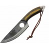 Couteau Bushcraft Survie Bowie Lame Acier Inox Manche Bois Etui CUir PA203513 - Livraison Gratuite