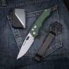 Couteau Real Steel Griffin Pro Green Lame Acier 14C28N Manche Micarta Button Lock Clip IKBS RS7131GM - Livraison Gratuite