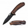 Couteau Elk Ridge A/O Dark Brown Lame Acier 3Cr13 Manche Bois Linerlock Clip ERA2002DB - Livraison Gratuite