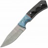 Couteau Skinner Damas Manche Turquoise/Micarta Lame Acier 256 Couches Étui Cuir DM1404TR - Livraison Gratuite