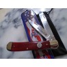 Couteau Queen Cutlery Trapper Red Smooth Bone Lame Clip/Spey Acier 1095 Made USA QRSB54 - Livraison Gratuite