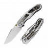 Couteau Pliant Kizer Feweed Lame Harpon Acier Z-Wear PM Manche Titane/FatCarbon Or Frame Lock Clip Ki3694A4 - Livraison Gratuite