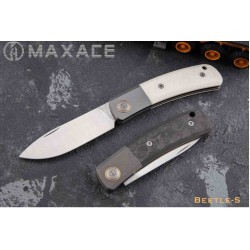 Couteau Maxace Beetle-S White Lame Drop Point Acier M390 Manche Os Slip Joint MAXMBTS01 - Livraison Gratuite