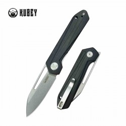 Couteau Kubey Thalia Black Lame Clip Point Acier 14C28N Manche G10 Liner Lock IKBS Clip KUB321P - Livraison Gratuite
