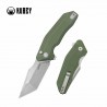 Couteau Kubey Yokai Green Lame Tanto Acier 14C28N Manche G10 IKBS Button Lock Clip KUB392B - Livraison Gratuite