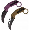 Set de 2 Karambits Reate Knives EXO-K Button Lock Manche Purple Lame Acier N690 Clip + Trainer REA122 - Livraison Gratuite